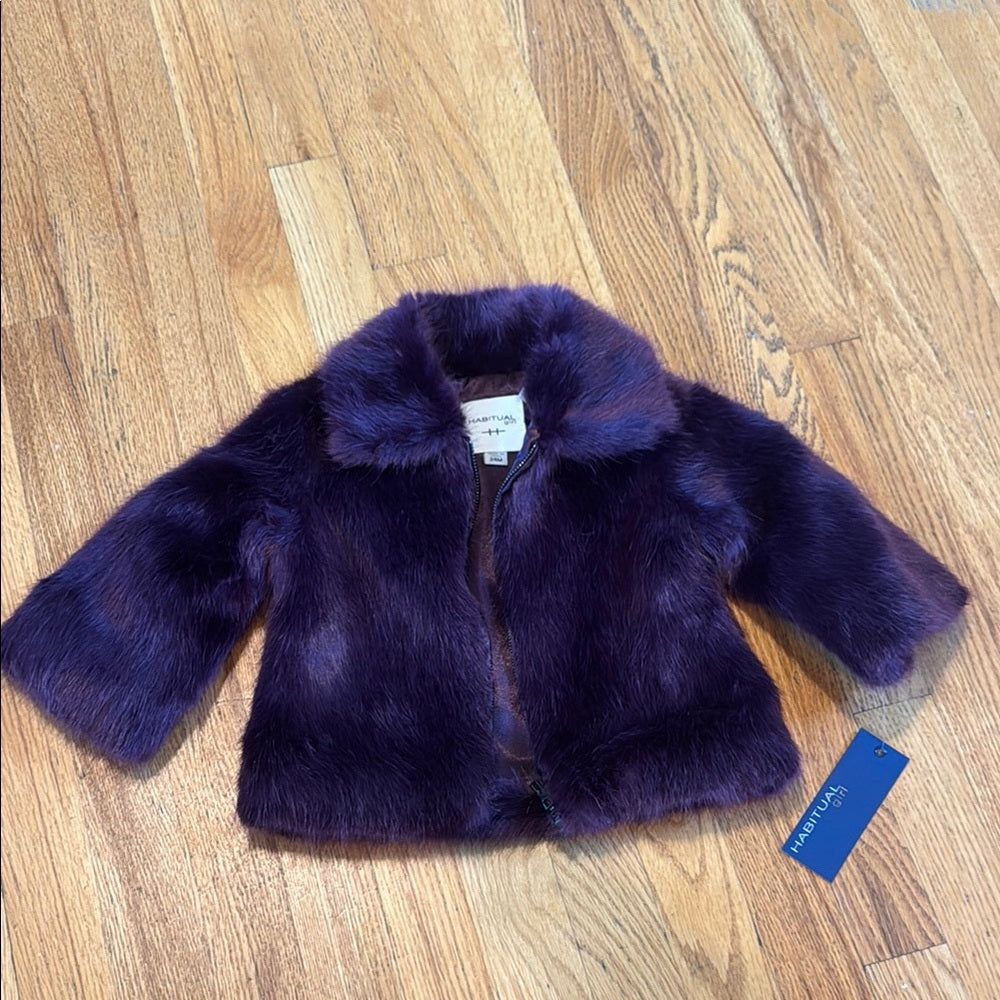Habitual Girl Purple Faux Fur Jacket for Special Occasions Kids Size 24M