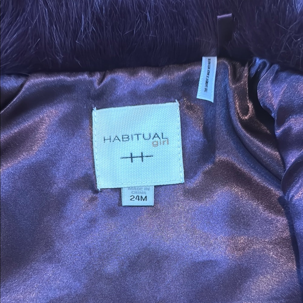 Habitual Girl Purple Faux Fur Jacket for Special Occasions Kids Size 24M