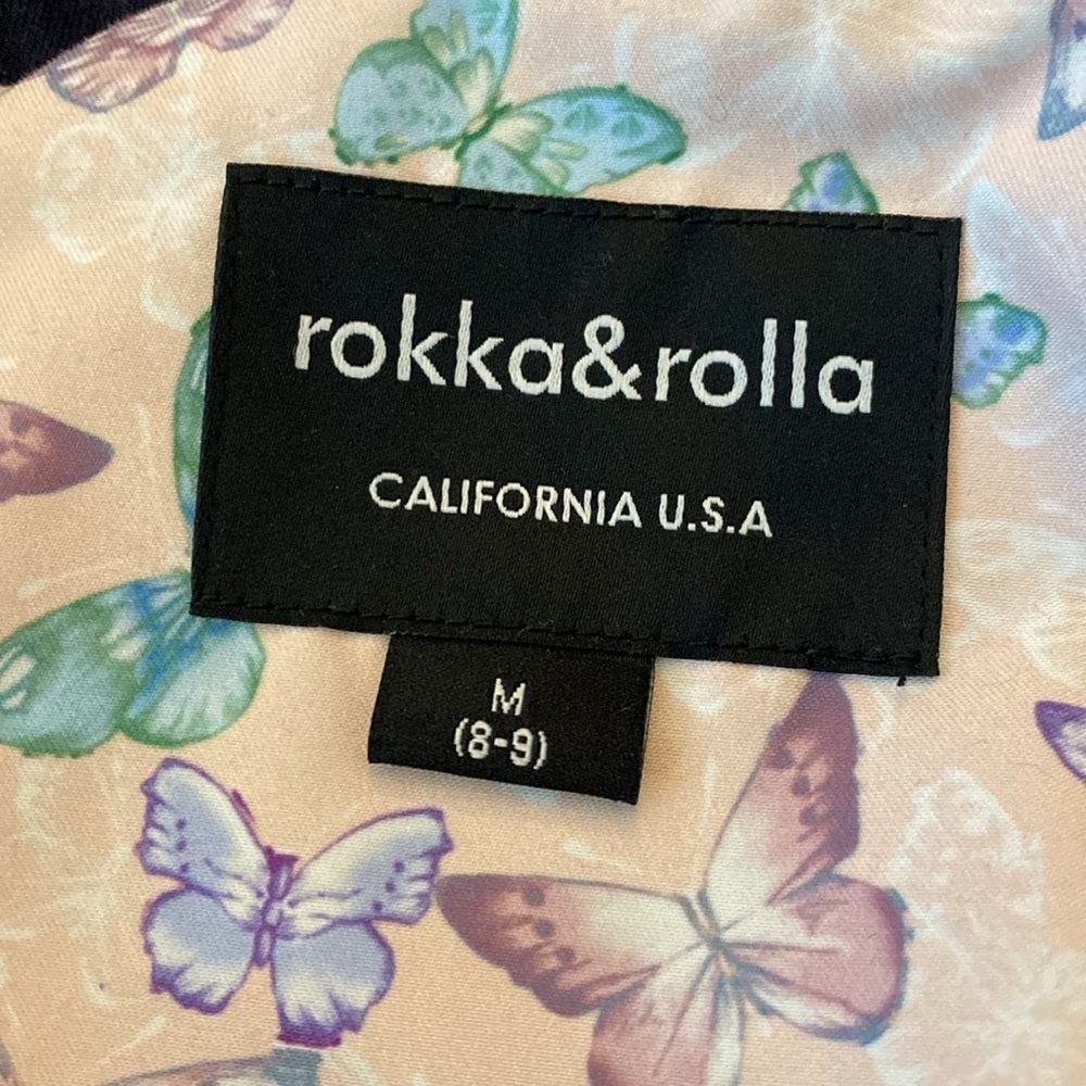 Rokka & Rolla Girls Pink Butterfly Printed Jacket Size M