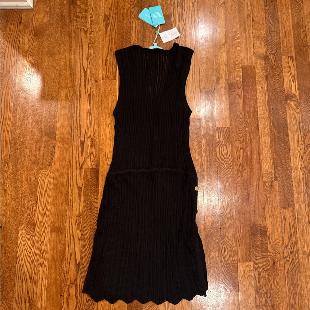 NWT Melissa Odabash Black Sleeveless Midi Dress Size Large