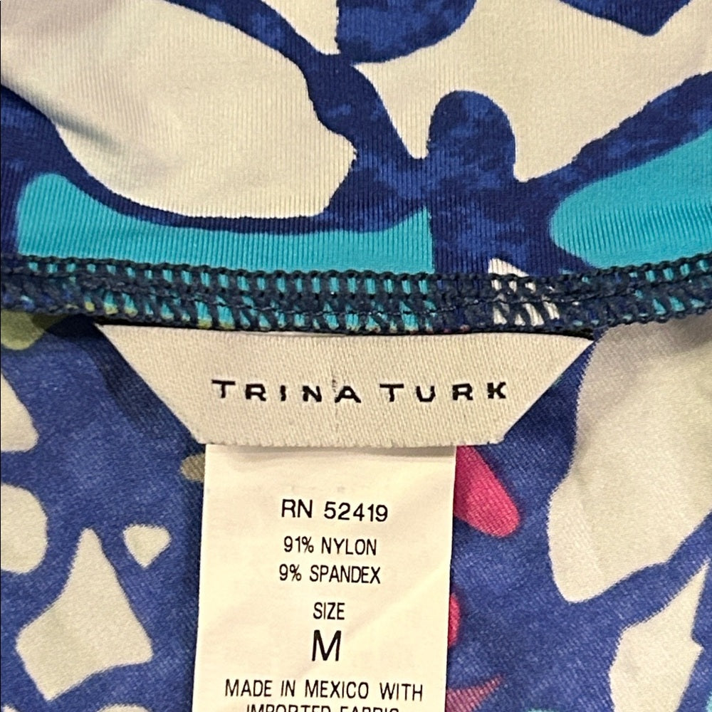 NWT Trina Turk Women’s Vibrant Geometric Print One Shoulder Cover-up Size Medium
