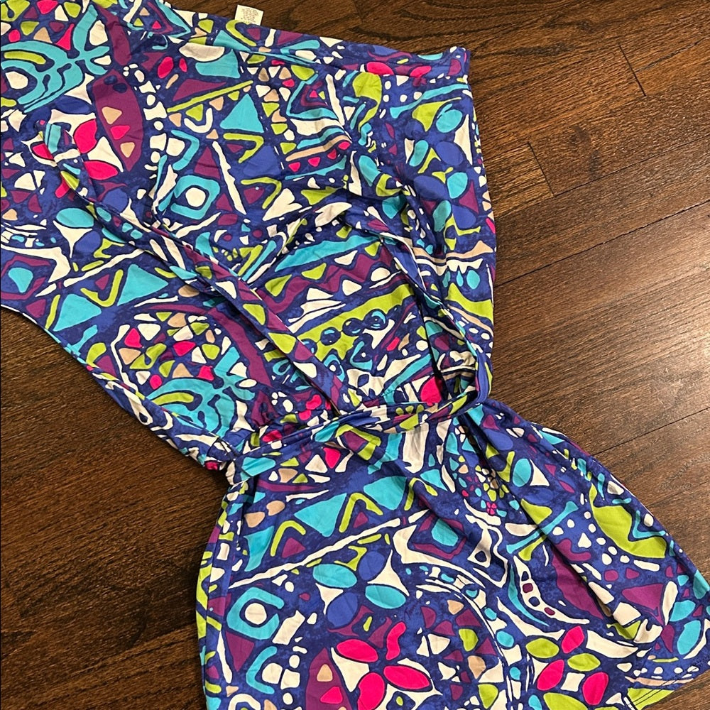 NWT Trina Turk Women’s Vibrant Geometric Print One Shoulder Cover-up Size Medium