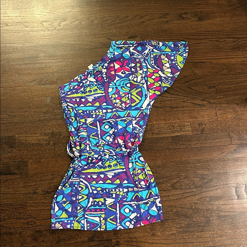 NWT Trina Turk Women’s Vibrant Geometric Print One Shoulder Cover-up Size Medium