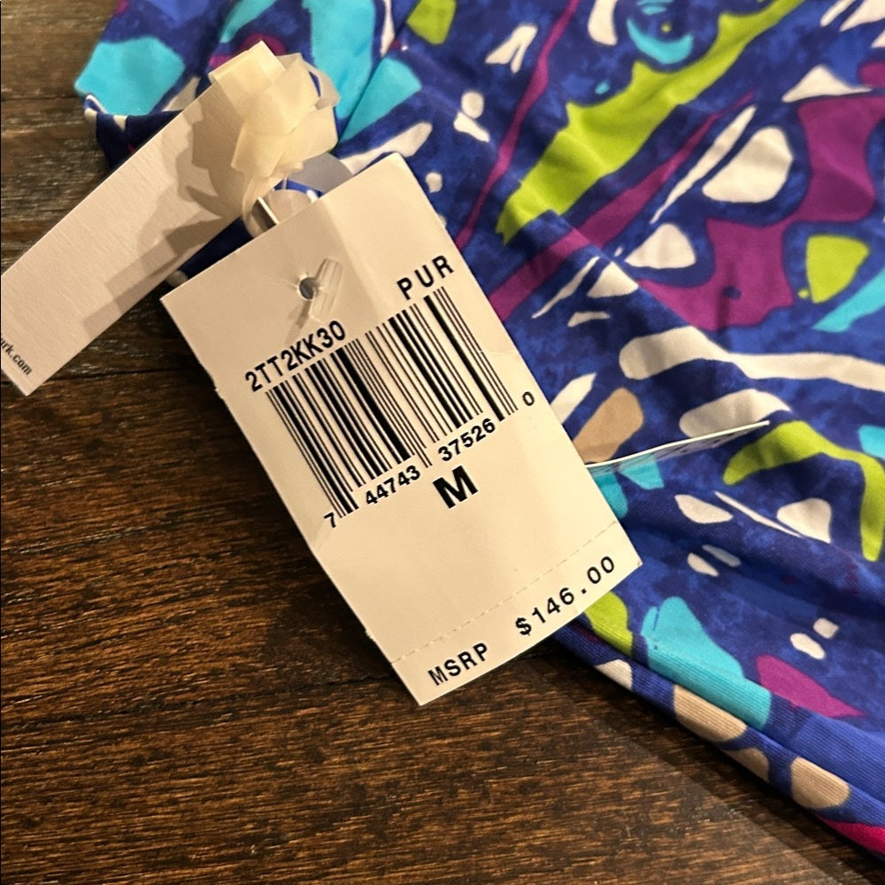 NWT Trina Turk Women’s Vibrant Geometric Print One Shoulder Cover-up Size Medium