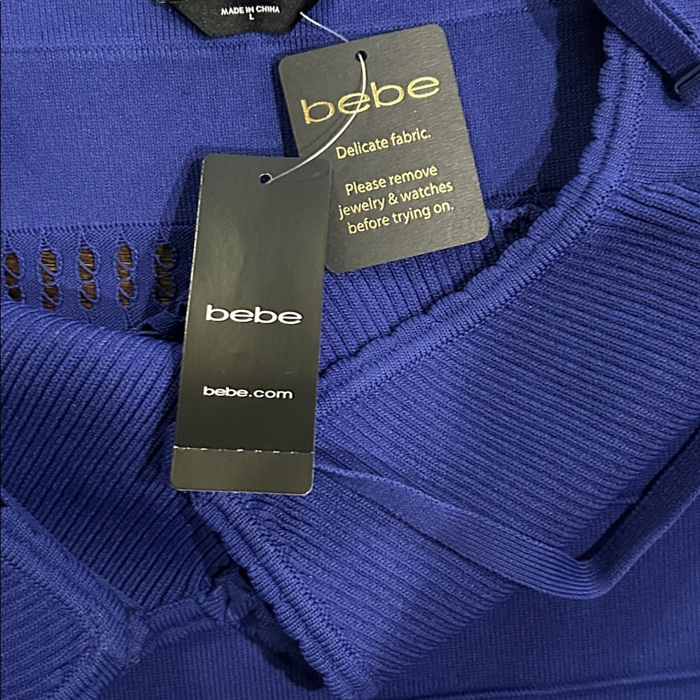 NWT Bebe Women’s Elegant Blue Sleeveless Dress Size Large