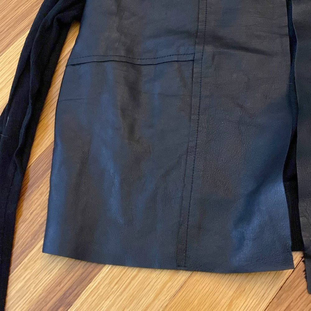 Burning Torch Women’s Black Jacket With Leather Front Size P
