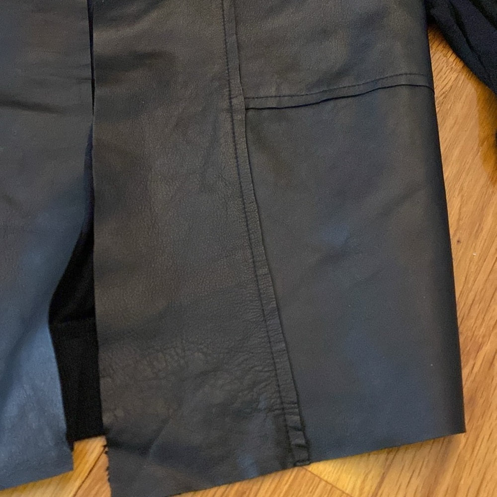Burning Torch Women’s Black Jacket With Leather Front Size P