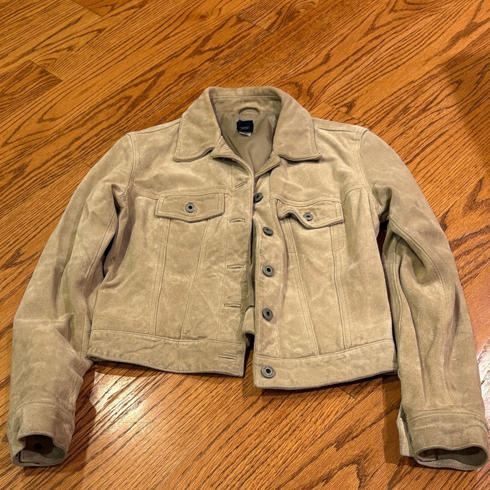 Gap Tan Leather Suede Women's Jacket Size XS
