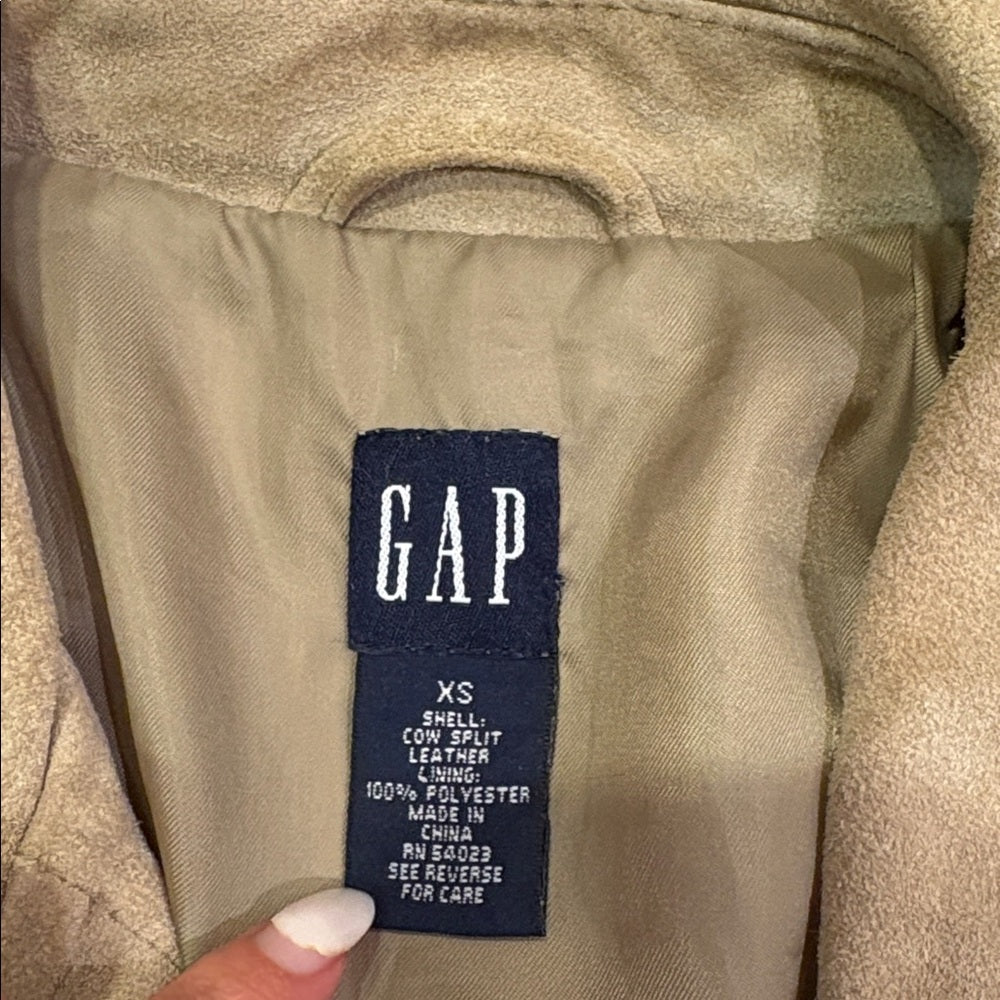 Gap Tan Leather Suede Women's Jacket Size XS