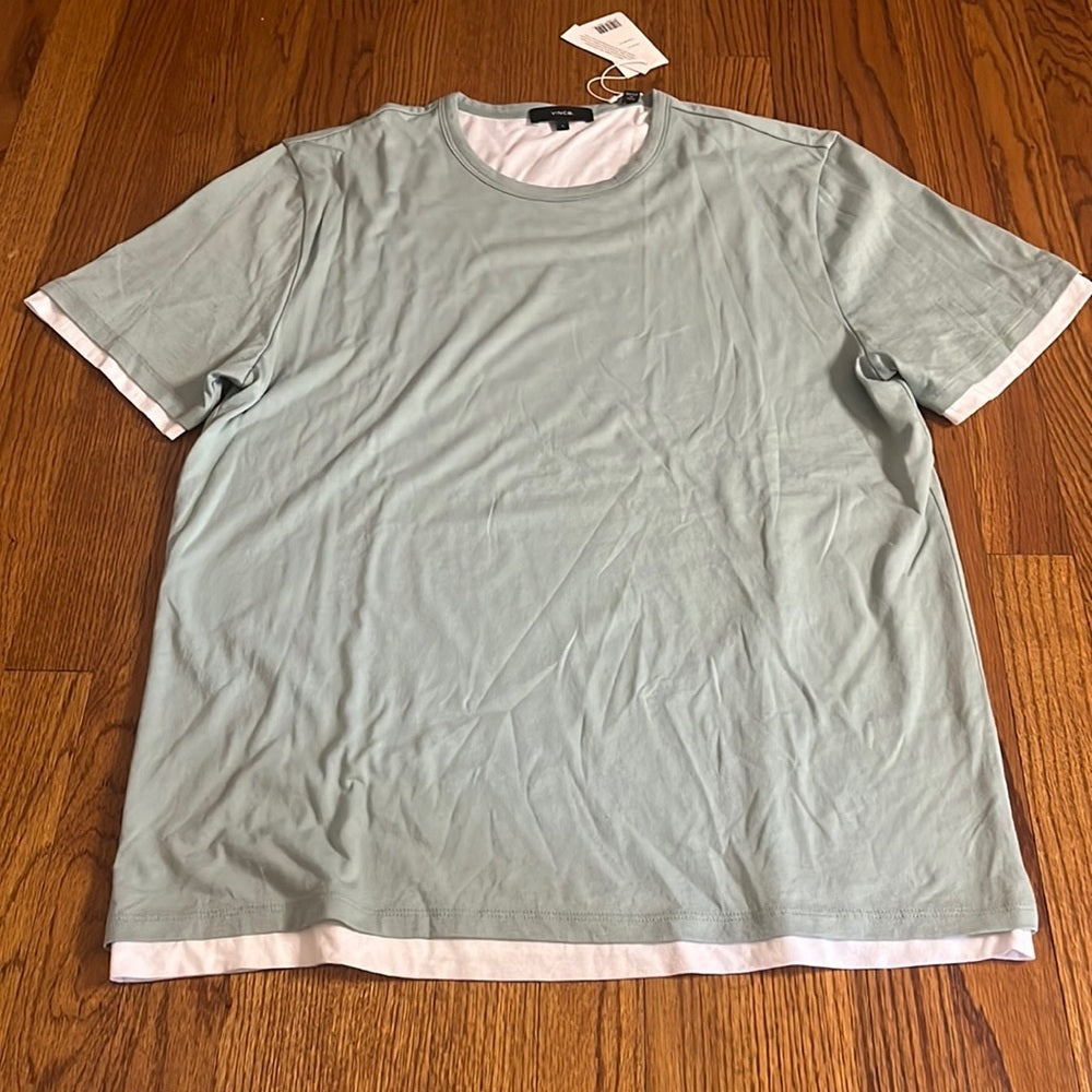 NWT Vince Men’s Green Layered Tee Size L