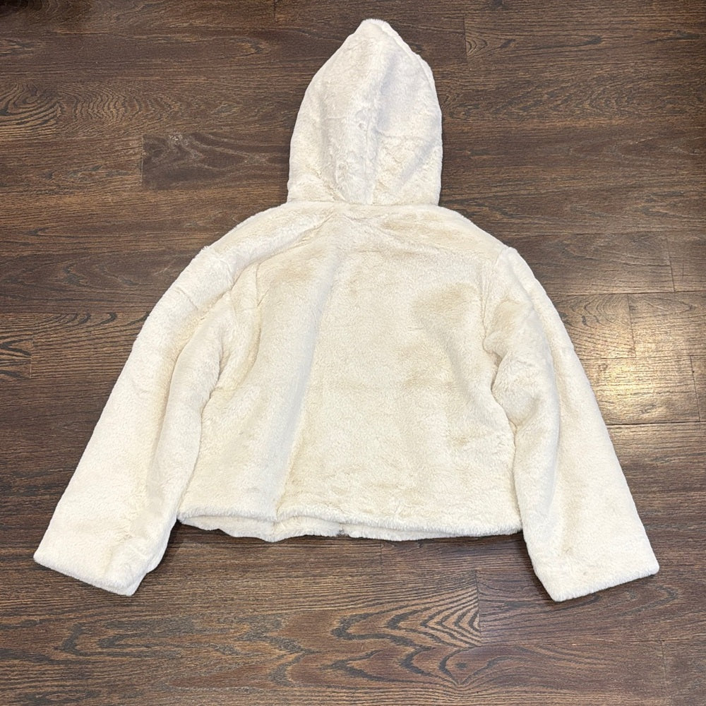 NWT GAP Girl’s Cream Hooded Faux Fur Puffer Jacket Size XL
