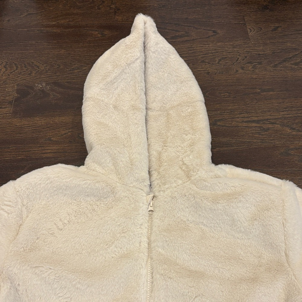 NWT GAP Girl’s Cream Hooded Faux Fur Puffer Jacket Size XL