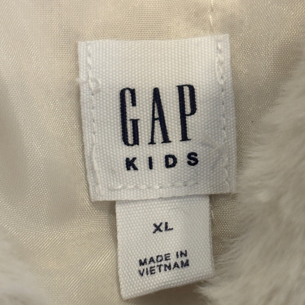 NWT GAP Girl’s Cream Hooded Faux Fur Puffer Jacket Size XL