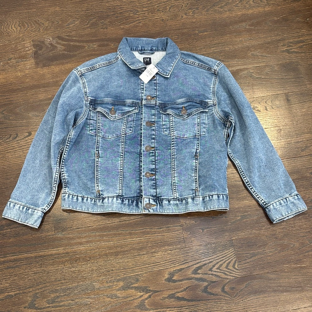NWT GAP Girl’s Light Blue Denim Jacket with Button Front Size Large