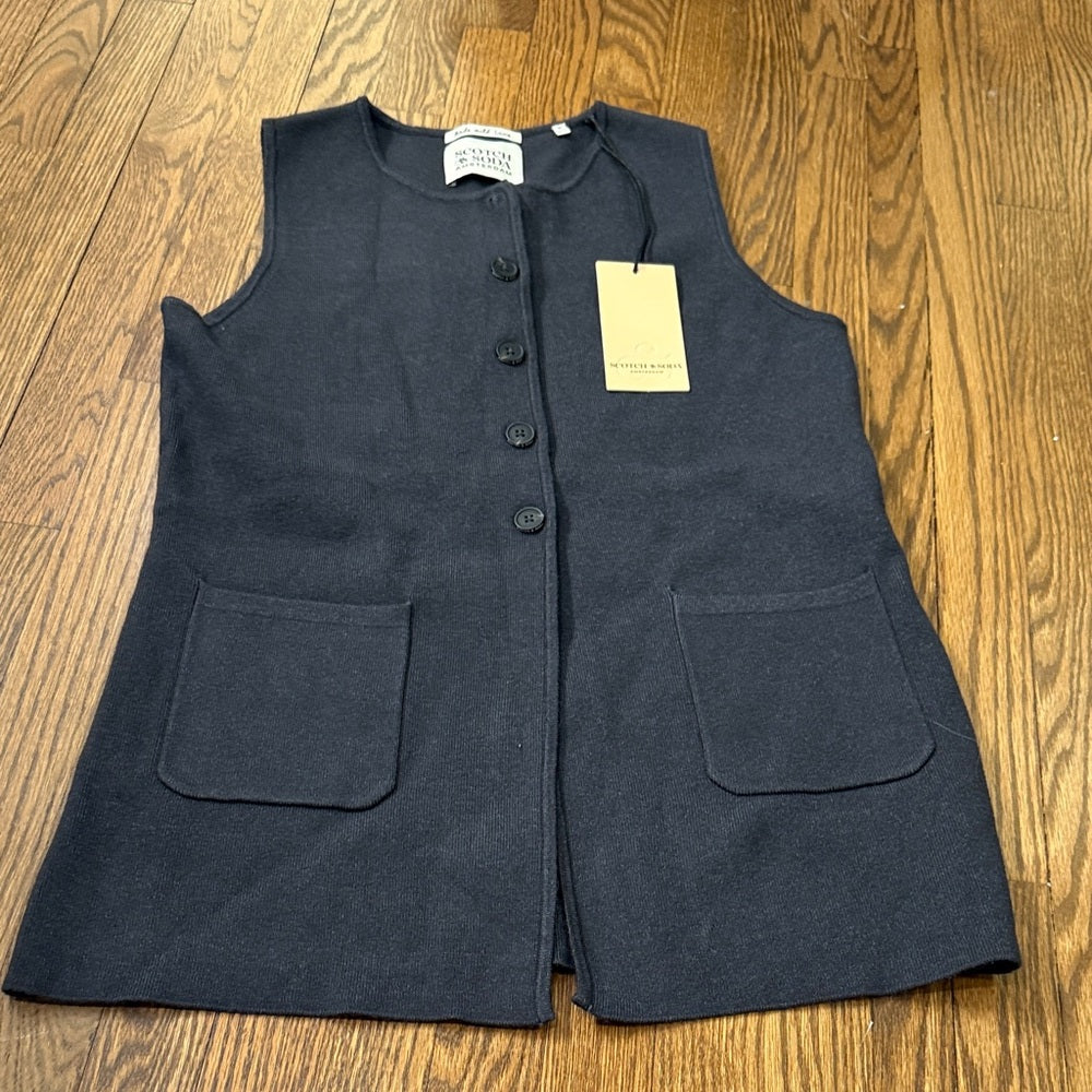 NWT Scotch & Soda Charcoal Gray Label Detail Top Size Medium