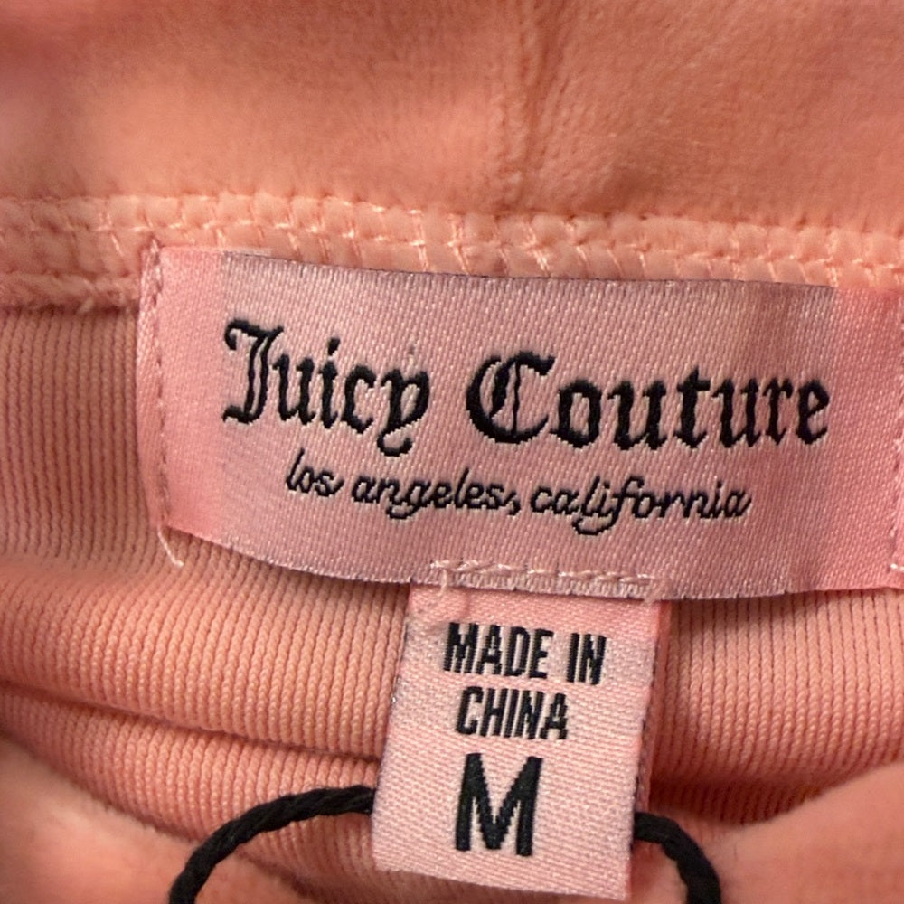 NWT Juicy Couture Light Pink Velour Label Hoodie Size Medium