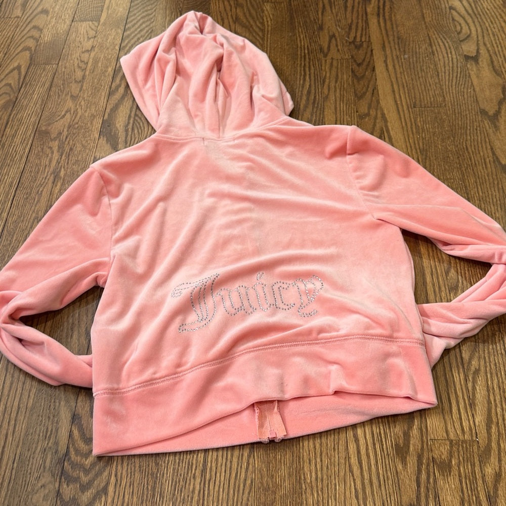 NWT Juicy Couture Light Pink Velour Label Hoodie Size Medium