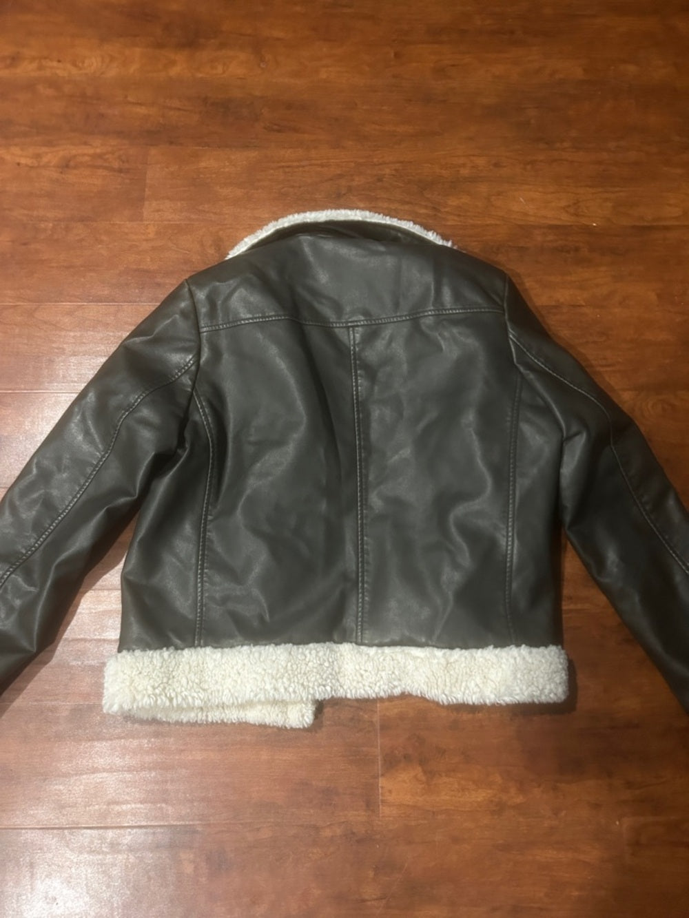 Mother Women’s The Mile High Faux Leather Sherpa Jacket Dark Brown Size Small