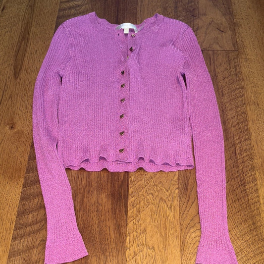 LoveShackFancy Woman’s Pink Sparkle Heart Cardigan Sweater Size XS