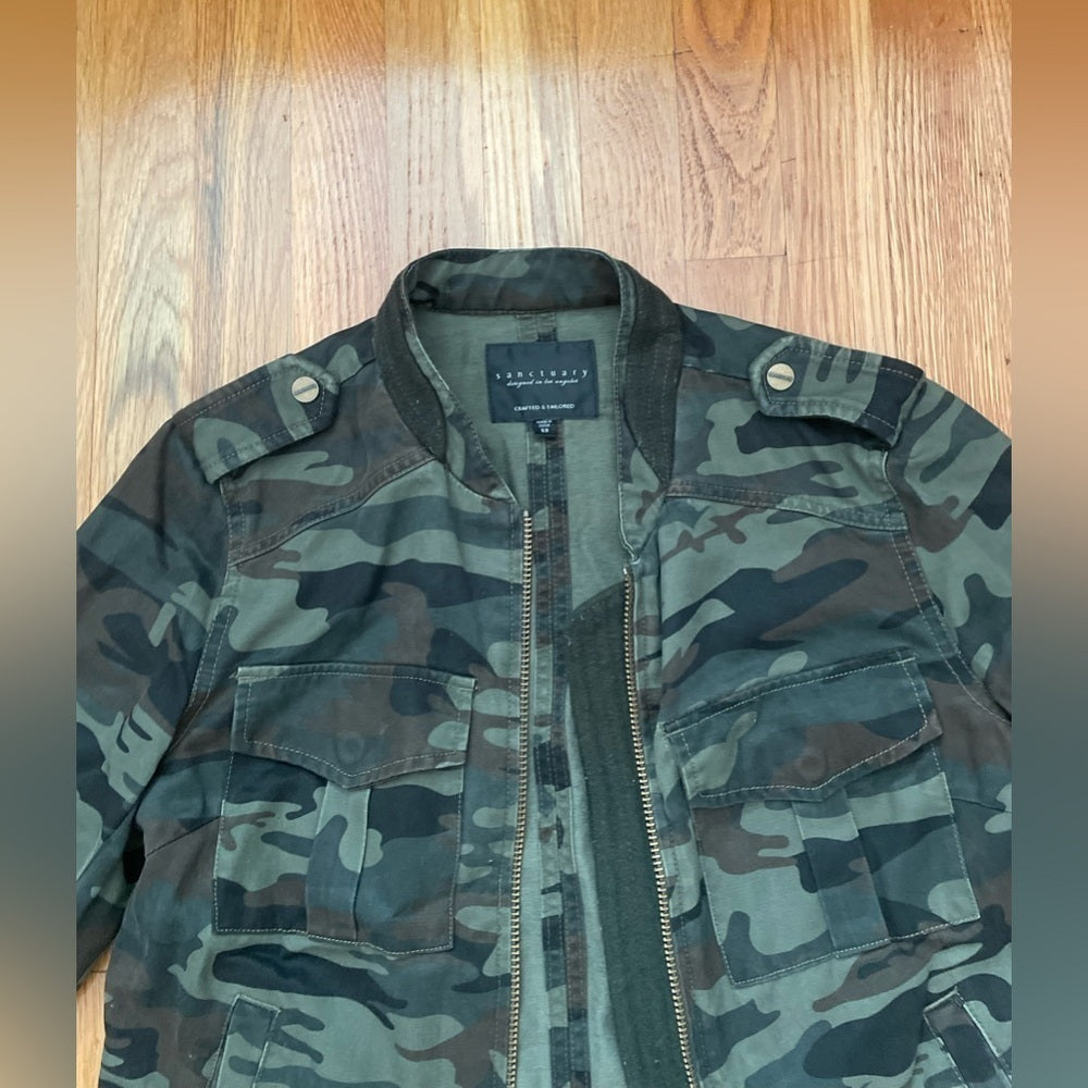 SANCTUARY Green Camouflage Jean Jacket Size XS