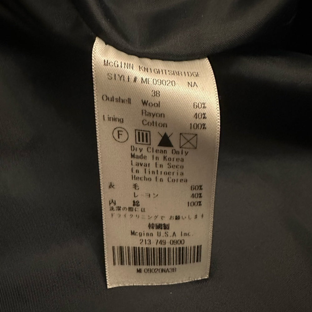 McGinn Black Thick Rain Jacket Size 38