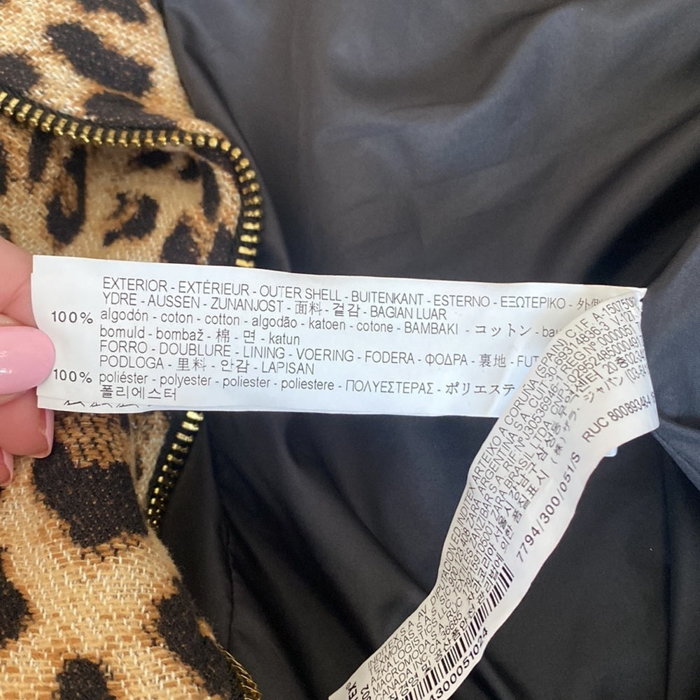 Zara Women’s Leopard Print Zip Up Jacket Size S