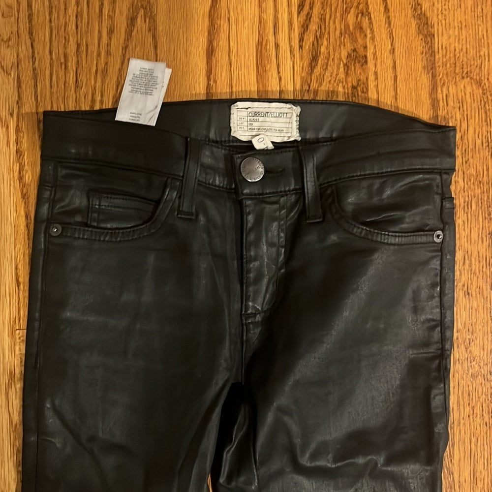 Current/Elliot Woman’s Black The Stiletto Black Coated Jeans Size 24