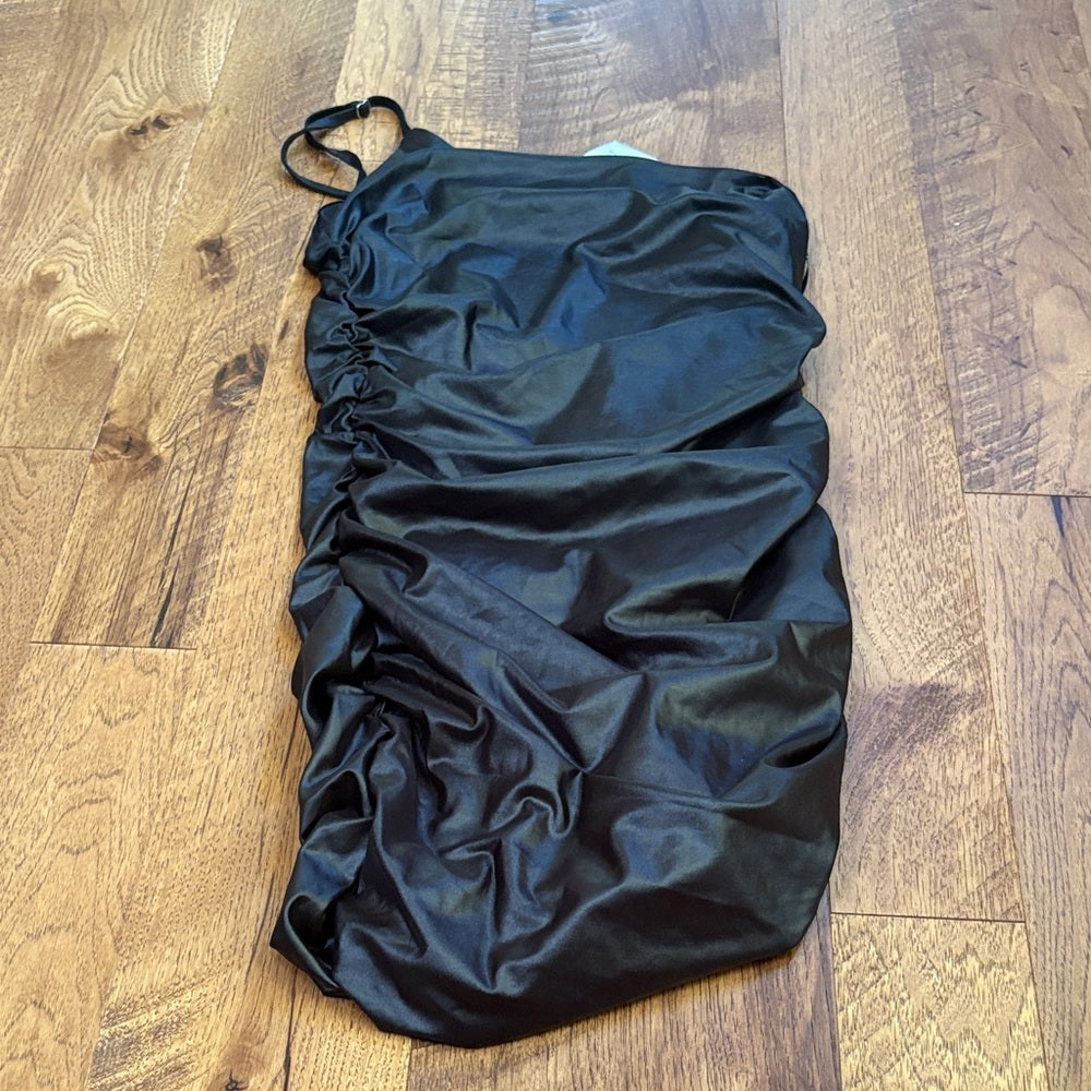 NWT Katie J NYC Juniors One Shoulder Black Cameron Dress Size L