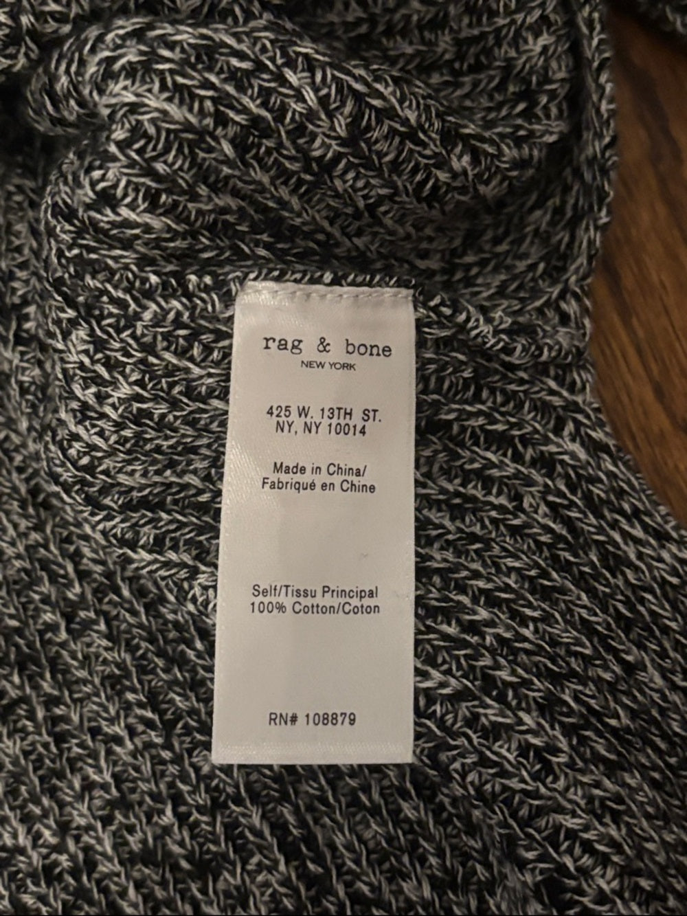 NWT Women’s Rag & Bone Gray Cold Shoulder Knit Sweater Size Large