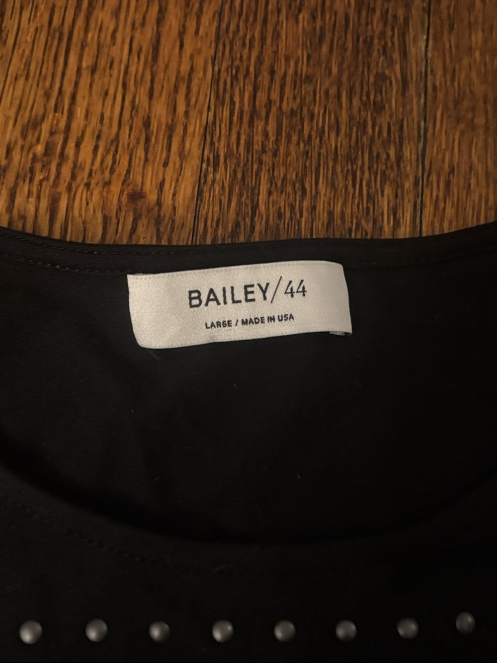 NWT Bailey 44 Women’s Black Cold-Shoulder Long-Sleeve Top with Studs Size Large
