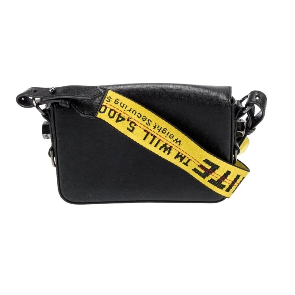 Off White Binder Clip Black Leather Crossbody Bag