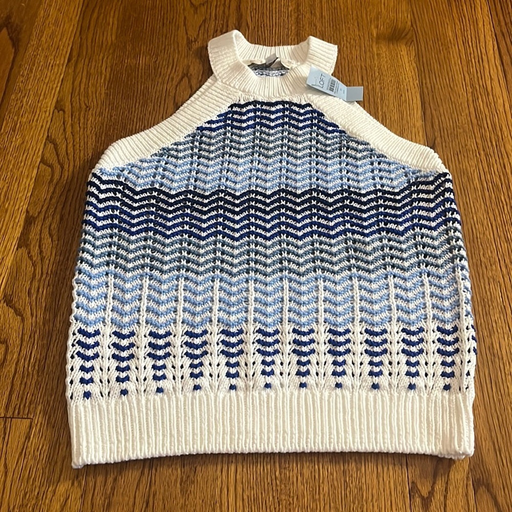 NWT Loft Woman’s Blue and White Swearer Tank Size M Petite