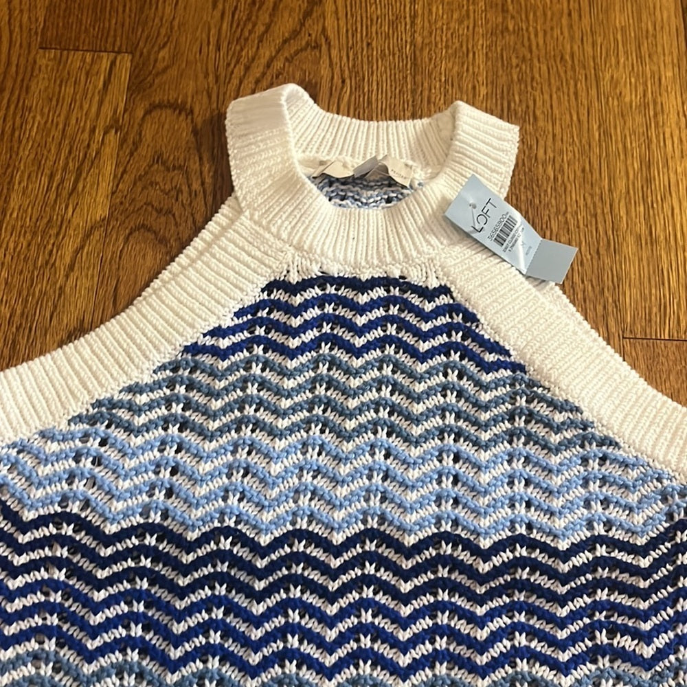 NWT Loft Woman’s Blue and White Swearer Tank Size M Petite