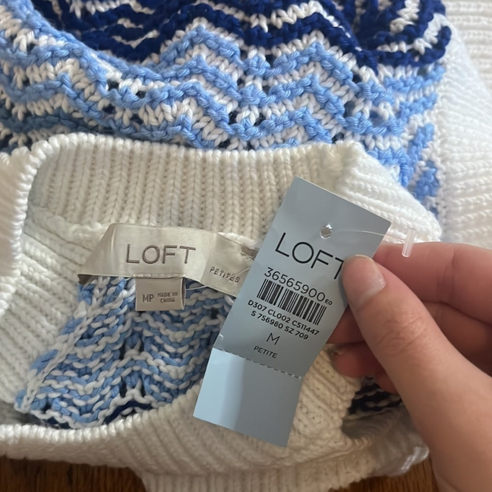 NWT Loft Woman’s Blue and White Swearer Tank Size M Petite