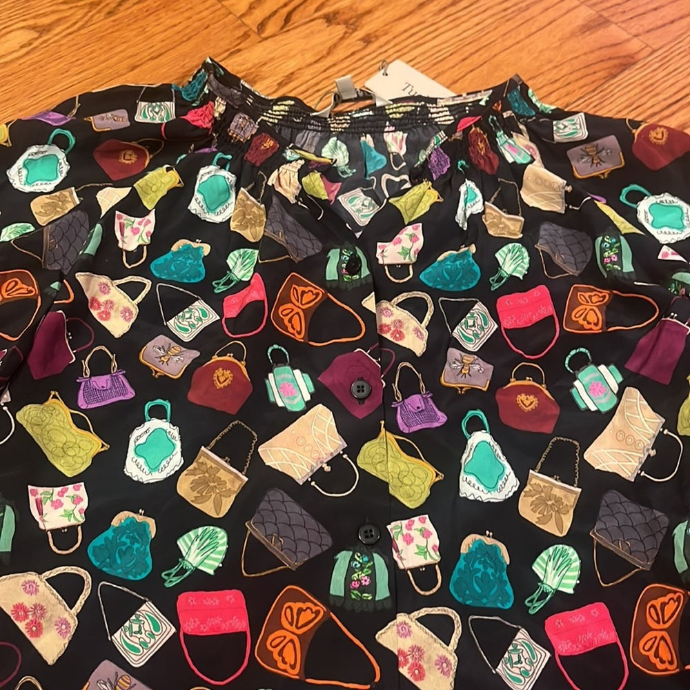 NWT Tucker Woman’s The Classic Blouse- A Promised Purse Black Silk Size S