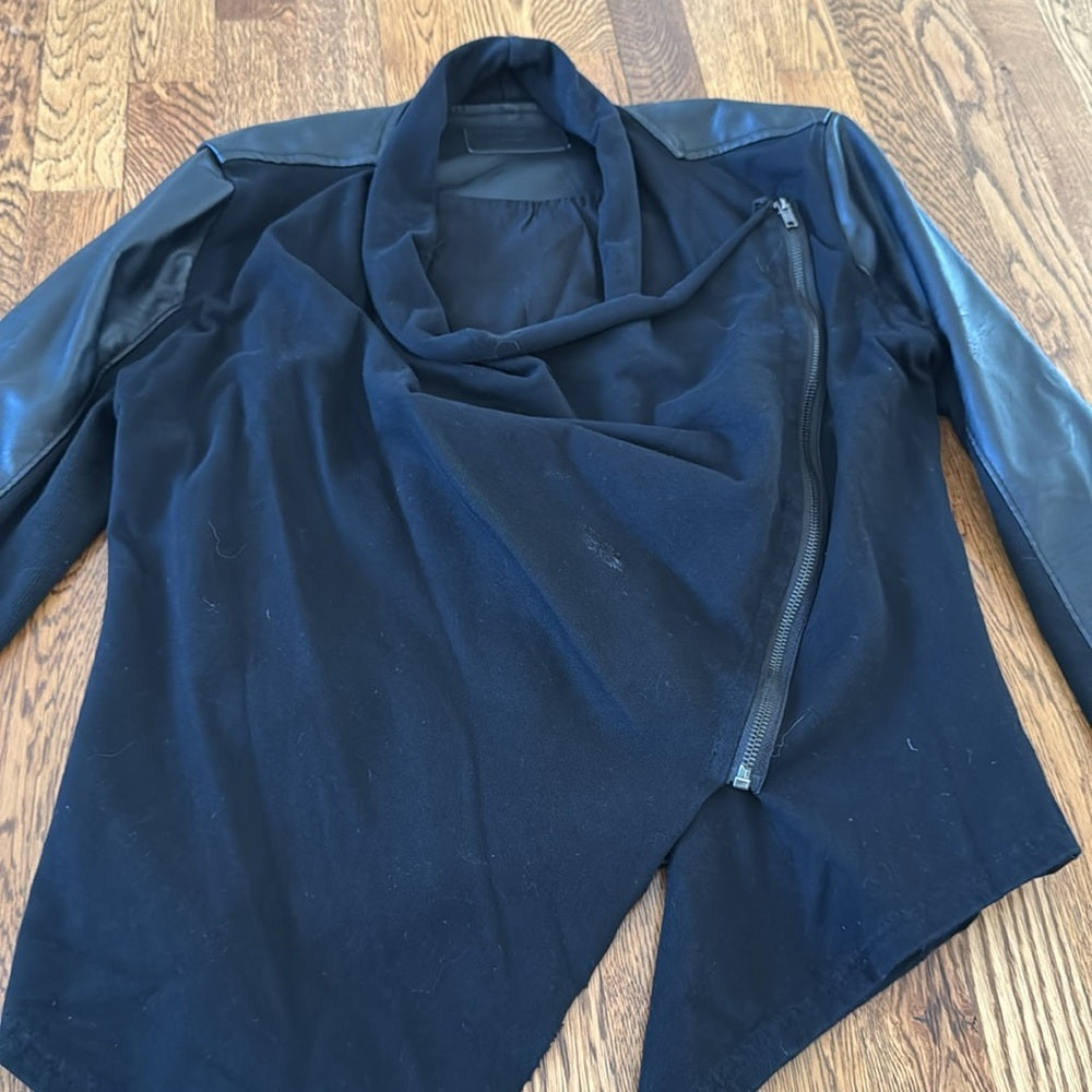 Blank Nyc Women’s Black Asymmetrical Jacket with Leather Details Size Large