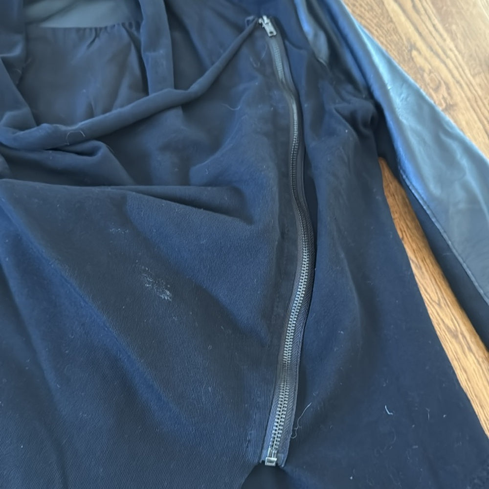 Blank Nyc Women’s Black Asymmetrical Jacket with Leather Details Size Large