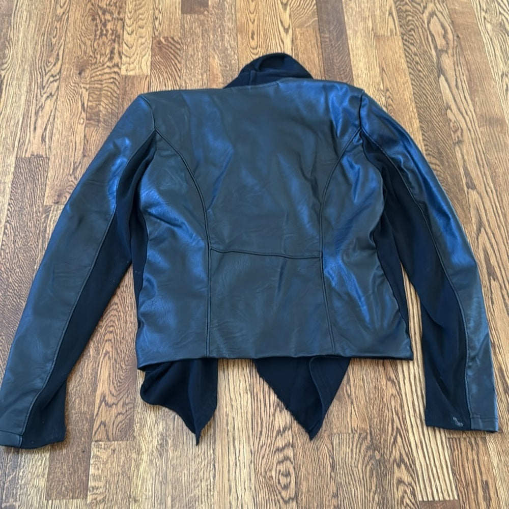 Blank Nyc Women’s Black Asymmetrical Jacket with Leather Details Size Large