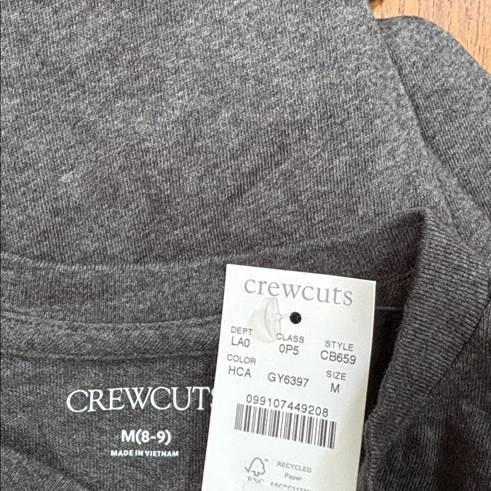 NWT Crewcuts Boy’s Grey Long Sleeve Button Tee Size M (8-9)