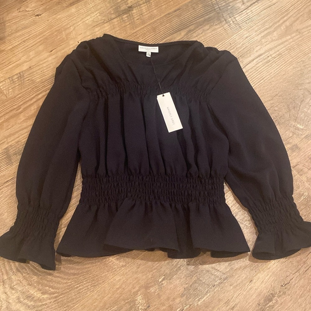 NWT Waverly Grey Women’s Black Blouse Size XS
