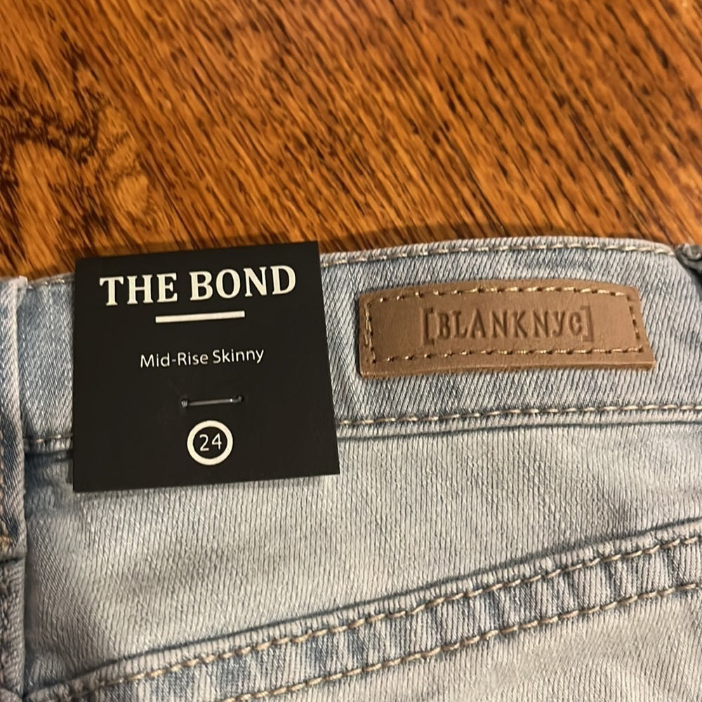 NWT Blank NYC Woman’s The Bond Mid Rise Skinny Jeans Size 24