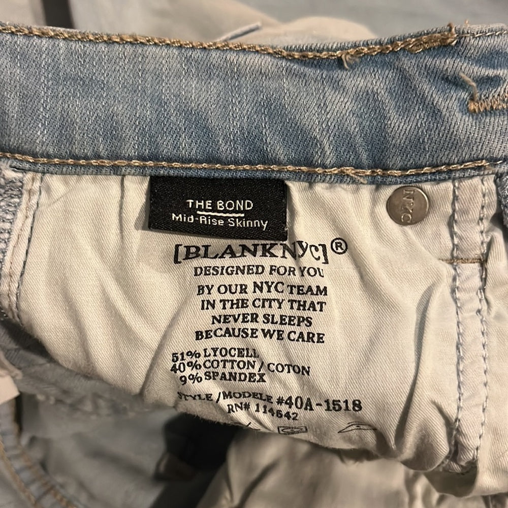 NWT Blank NYC Woman’s The Bond Mid Rise Skinny Jeans Size 24
