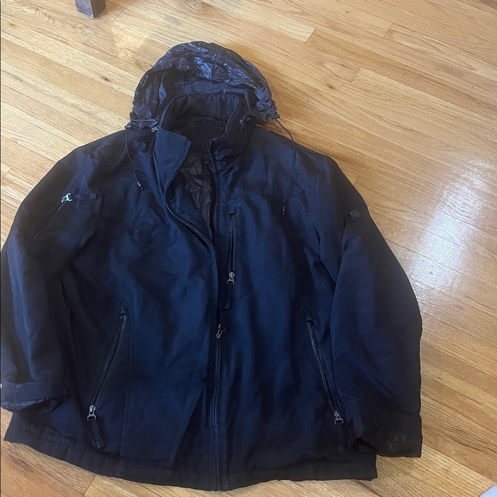 Tech Black Hooded Jacket Size XL