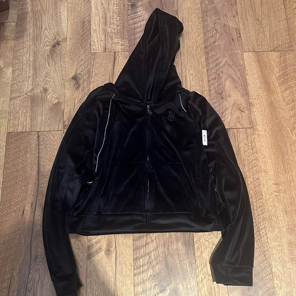 NWT Victoria’s Secret Woman’s Black Velvet Zip Up Size XXL