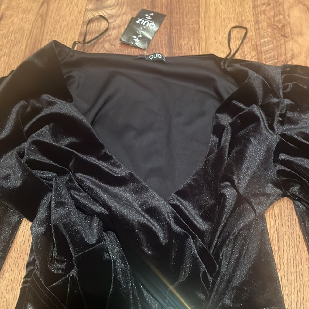 NWT Quiz Woman’s Velvet Silver Buckle Dress Size US 10