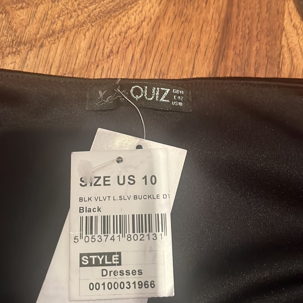 NWT Quiz Woman’s Velvet Silver Buckle Dress Size US 10