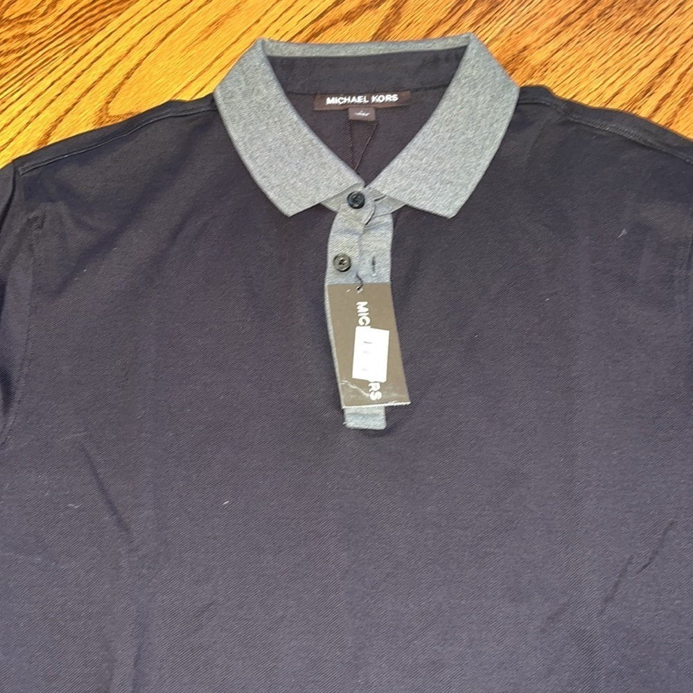 NWT Michael Kors Men’s Black and Grey Polo Size L