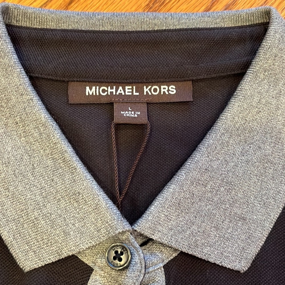 NWT Michael Kors Men’s Black and Grey Polo Size L