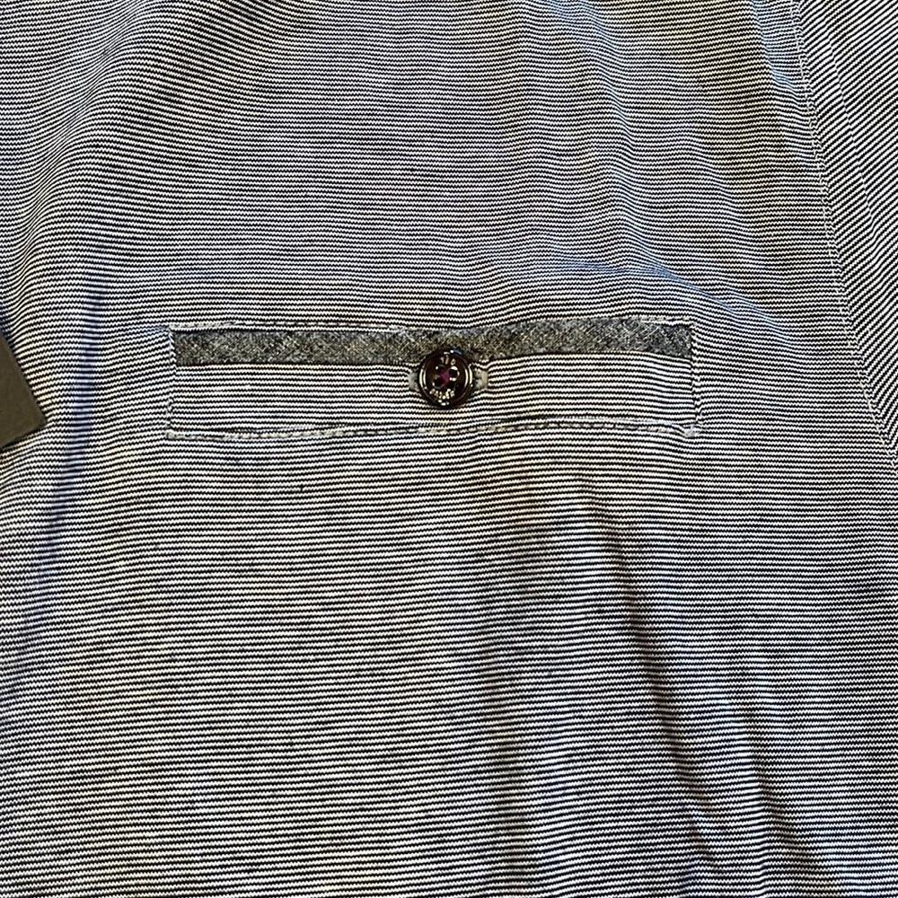 NWT Ted Baker London Men’s Black Linen Collar Striped Polo Size 4 (L)