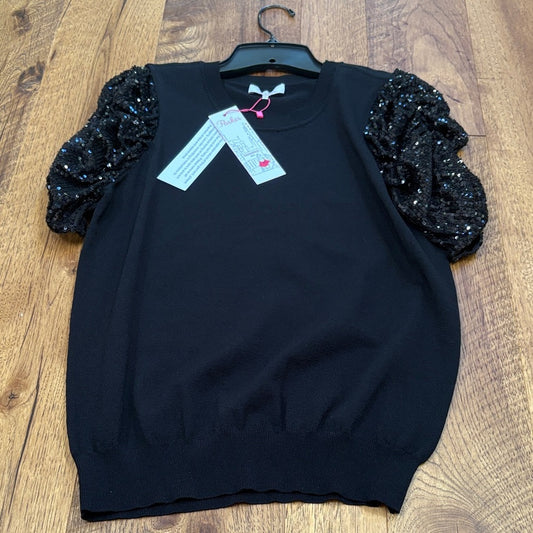 NWT Parker Woman’s Black Short Sleeve Sweater Sparkle Size M